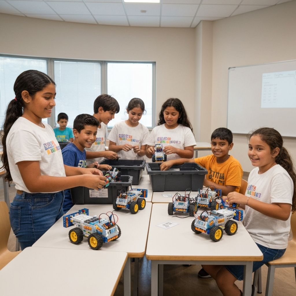 Children learning robotics